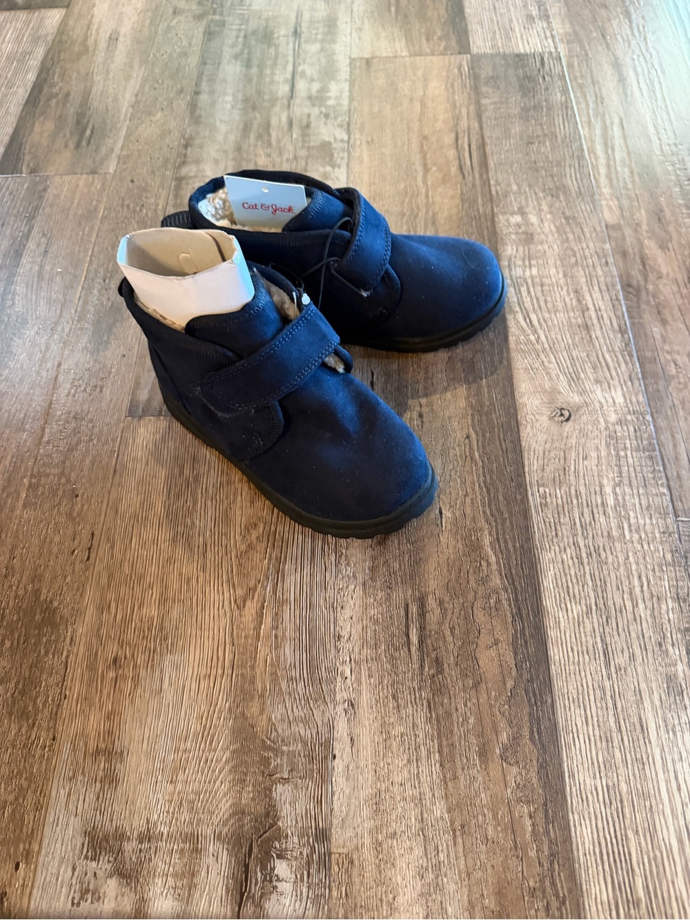 Cat & Jack Navy Blue Kids Hook-and-Loop Velcro Ankle Boots Sz 9
